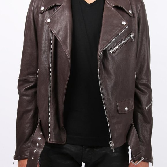 $2250 DIESEL BLACK GOLD Brown Zipper Biker Leather - Picture 4 of 8